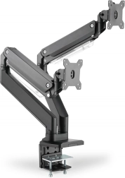 Support pour deux moniteurs avec pince et vérin à gaz