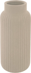Vase en porcelaine beige à surface côtelée 24,5 cm
