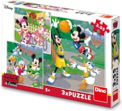 Puzzle MICKEY ET MINNIE font du sport 3×55 pièces