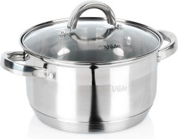 Casserole en acier inoxydable avec couvercle en verre 20 cm, 3,4 l