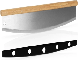 Couteau à bascule Vilde en acier pour pizza 35 × 12 cm avec manche en bambou