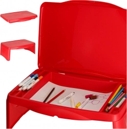 Table pliante de voyage pour enfant pour voiture avec compartiment de rangement – Rouge