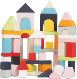 Le Toy Van Petilou blocs en bois colorés dans un sac en coton, 60 pcs