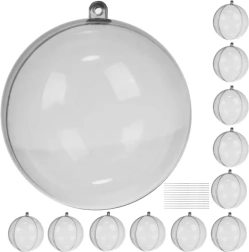Boules de Noël transparentes démontables 8 cm – lot de 12 pcs RUHHY