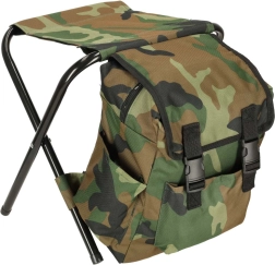 Sac à dos de randonnée avec chaise pliante intégrée en motif camouflage 10L