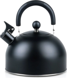 Bouilloire noire en acier avec sifflet 3 l