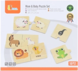 Puzzle en bois VIGA maman et petit – paires d’animaux