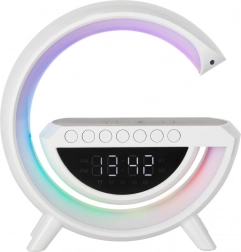 Lampe LED RGB avec charge sans fil, radio, réveil et haut-parleur Bluetooth
