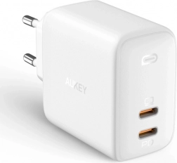 Chargeur secteur AUKEY Omnia Duo PA-B4, 2× USB‑C, Power Delivery 3.0, GaN, 65 W, blanc