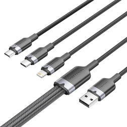 Câble USB 2.0 3 en 1 Vention - USB-C, Lightning et Micro-B