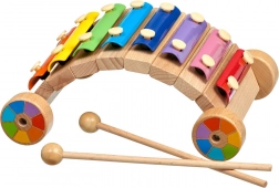 Xylophone arc-en-ciel en bois sur roulettes LUCY & LEO
