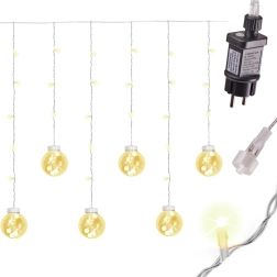 Rideau lumineux LED de Noël avec boules 3 m, 108 LED
