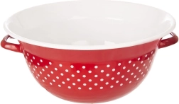 Bol de cuisine émaillé avec poignées rouge à pois 34 cm, 9 l