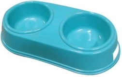 Gamelle double pour chien 26,5 × 12,5 cm, plastique, assortiment de couleurs