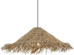 Plafonnier en rotin naturel en forme de chapeau de paille 40 cm