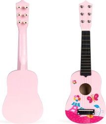 Guitare en bois rose pour enfants avec cordes métalliques ECOTOYS