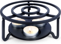 Réchaud métallique pour théière, noir