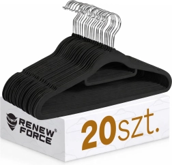 Cintres antidérapants noirs pour vêtements - lot de 20 pièces