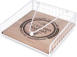 Porte-serviettes en métal blanc avec presse 18,5 × 18,5 cm