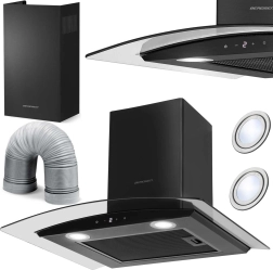 Hotte murale 60 cm BERDSEN BT-216, verre noir