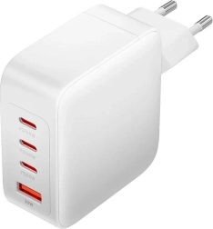 Chargeur secteur Vention 140W GaN avec 3× USB‑C et USB‑A (blanc)