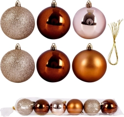Boules de Noël incassables ambrées 7 cm, lot de 6 pièces