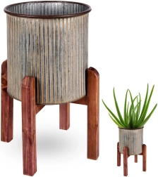 Cache-pot métallique avec support 27 × 39 cm