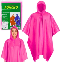 Poncho imperméable rose avec capuche, réutilisable 132 × 203 cm
