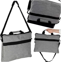 Sacoche d’ordinateur portable en tissu gris 15,6'' avec bandoulière réglable