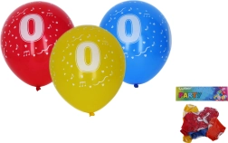 Ballons 30 cm avec le chiffre 0 – lot de 5 pièces