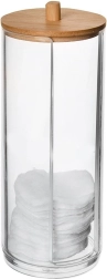 Distributeur de cotons WHITNEY en acrylique avec couvercle en bambou