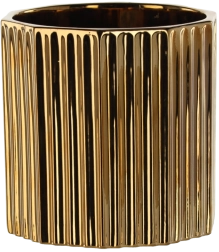 Cache-pot en céramique 18 × 18 × 18 cm doré à motif rayé