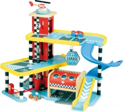 Vilac garage Vilacity – garage en bois à étages avec ascenseur et petites voitures