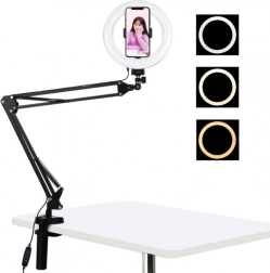 Support de table Puluz avec anneau lumineux LED 20 cm pour le vlogging