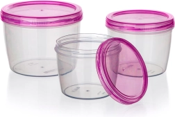 Ensemble de boîtes alimentaires rondes en plastique, 3 pièces