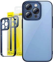 Coque et verre trempé Baseus Glitter pour iPhone 14 Pro Max bleu