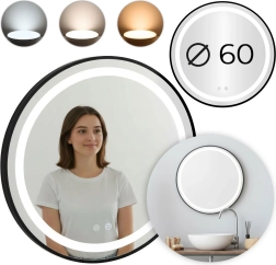 Miroir de salle de bain LED rond 60 cm avec commande tactile et gradation MODERNHOME