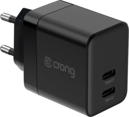 Chargeur secteur GaN ultra‑compact 2× USB‑C 35 W PD 3.0 avec PPS, noir