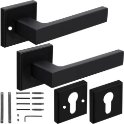 Poignée Ruhhy noire mate pour porte intérieure avec rosace carrée