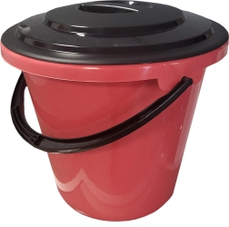Seau en plastique avec couvercle et jauge 10 l – assortiment de couleurs