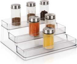 Étagère de cuisine transparente à trois niveaux 25,5 × 23,5 × 10,5 cm