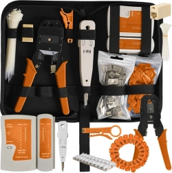 Testeur de câbles RJ45 RJ11, kit d'outils réseau, dénudeur et sertisseuse, 145 pièces BIGSTREN