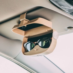 Porte-lunettes et cartes pour voiture avec pince – beige