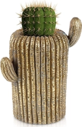 Cache-pot doré en forme de cactus 34,5 cm