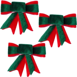 Noeuds de Noël en velours 10,5 × 11 cm, lot de 3 pièces