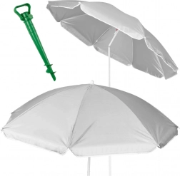 Parasol de plage et de jardin avec protection UV 150 cm – gris, pliable et réglable en hauteur