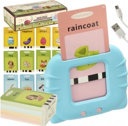 Lecteur audio pour enfants et cartes d’apprentissage de l’anglais, 112 cartes recto‑verso, bleu