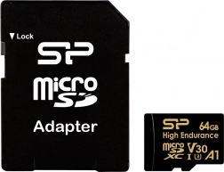 Carte mémoire microSDXC High Endurance 64 Go V30 UHS‑I U3 A1 + adaptateur microSD–SD