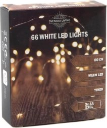 Guirlande lumineuse avec minuterie, 66 LED, 100 cm