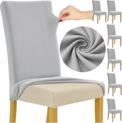 Housses élastiques pour chaises RUHHY - lot de 6 pièces, gris clair